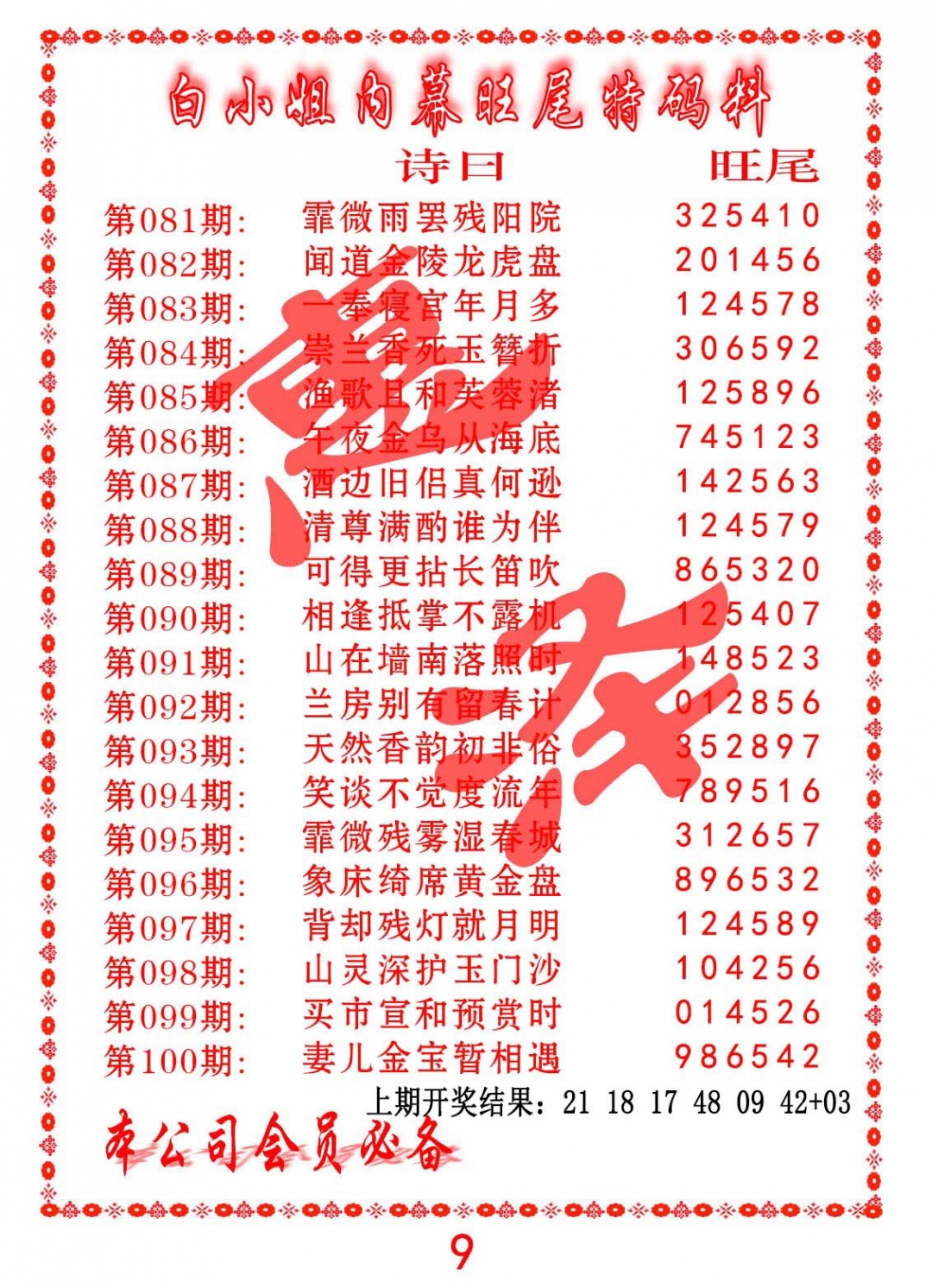 081期内幕旺尾特码料[图]